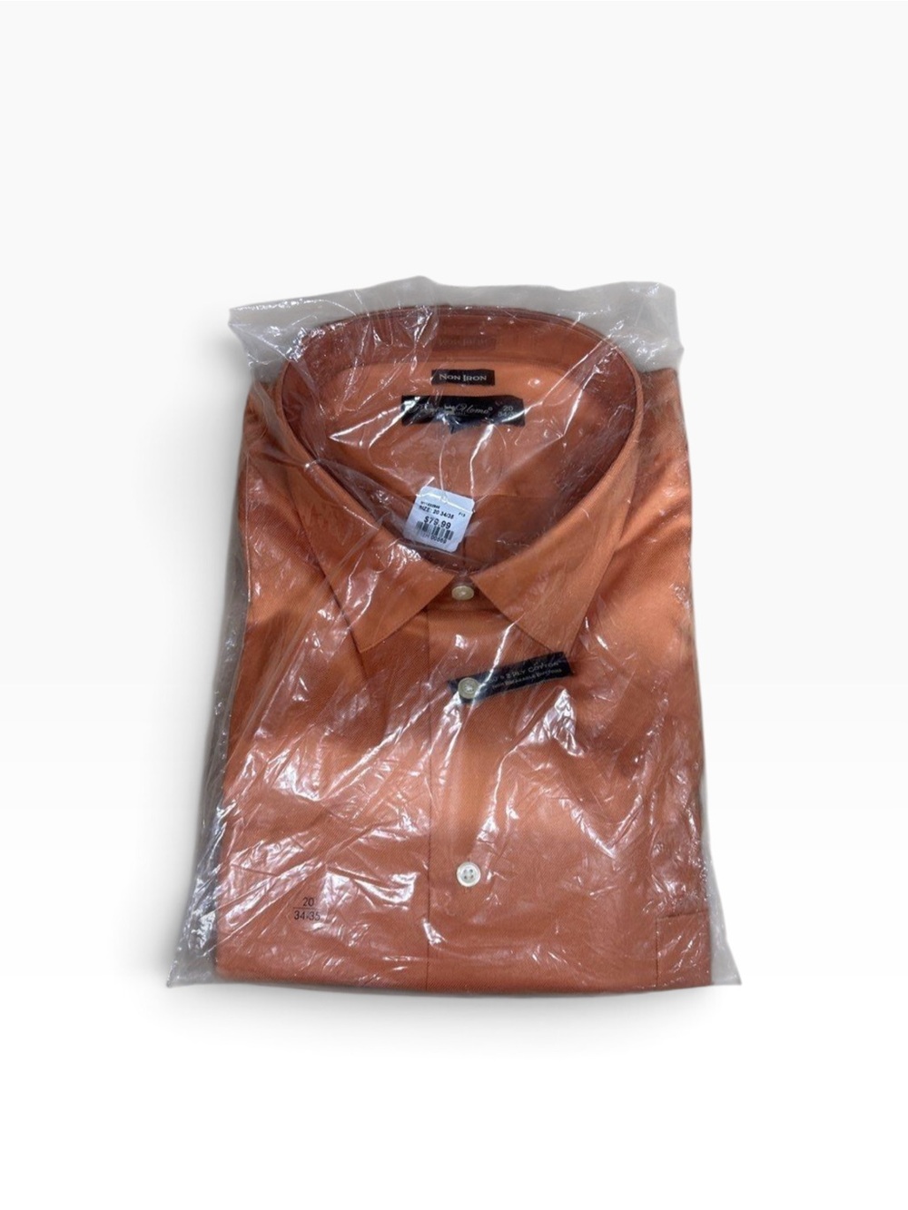Pronto Uomo 1971 Non-Iron Cotton Dress Shirt Rust Orange Size 20 NWT